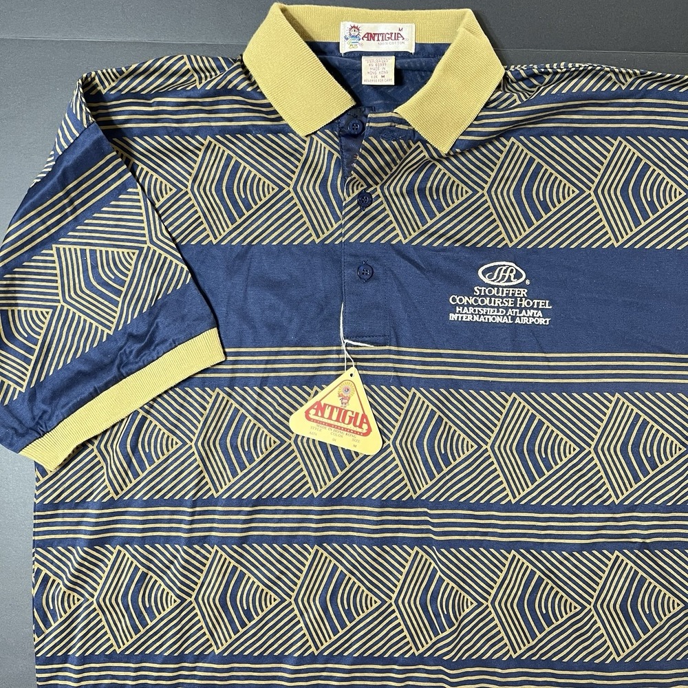 Vintage Antigua Men's Blue 100% Cotton Polo Shirt Size M Stouffer Hartsfield